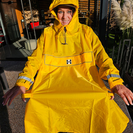 HOCK Premium „E-Bike Poncho“, Regenponcho mit Ärmel für Fahrrad und E-Bike, für Helme geeignet - Regencape 100,0% wasserdicht, Fahrradponcho für Herren & Damen