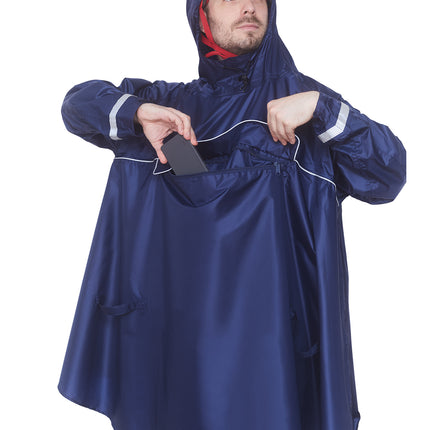 HOCK Premium „E-Bike Poncho“, Regenponcho mit Ärmel für Fahrrad und E-Bike, für Helme geeignet - Regencape 100,0% wasserdicht, Fahrradponcho für Herren & Damen