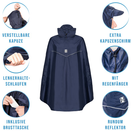 HOCK Fahrrad Regenponcho 'Rain Light' - Der 'Alltags-Poncho' mit Kapuze und seitlicher Armöffnung