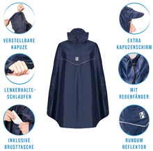 Laden Sie das Bild in den Galerie-Viewer, HOCK Fahrrad Regenponcho &#39;Rain Light&#39; - Der &#39;Alltags-Poncho&#39; mit Kapuze und seitlicher Armöffnung