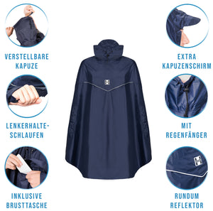 HOCK Fahrrad Regenponcho 'Rain Light' - Der 'Alltags-Poncho' mit Kapuze und seitlicher Armöffnung